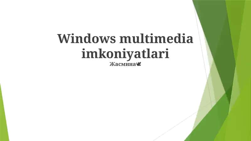 Windows multimedia imkoniyatlari