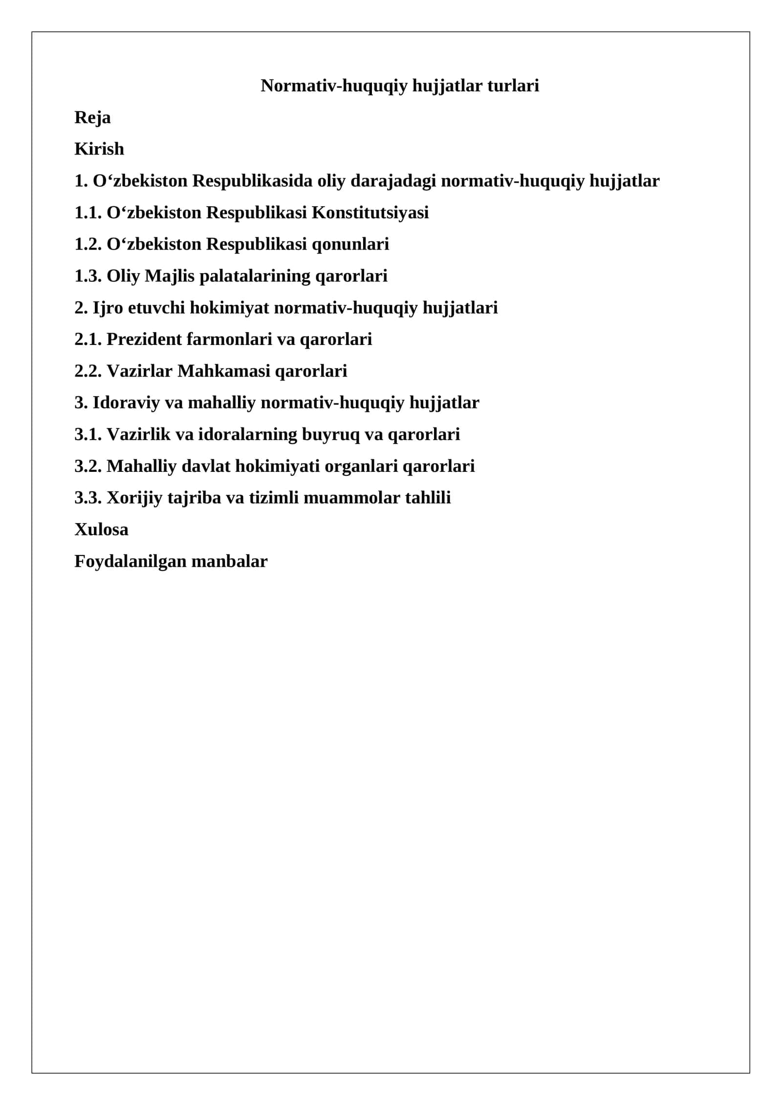 Normativ-huquqiy hujjatlar turlari