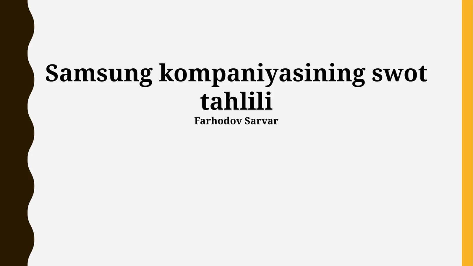Samsung kompaniyasining swot tahlili