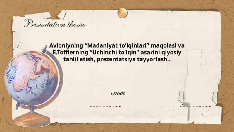 Avloniyning “Madaniyat to‘lqinlari” va E. Tofflerning “Uchinchi to‘lqin”