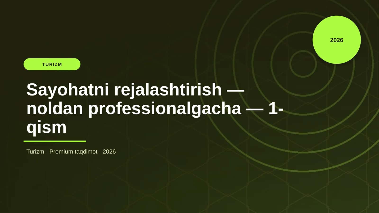 Sayohatni rejalashtirish — noldan professionalgacha — 1-qism