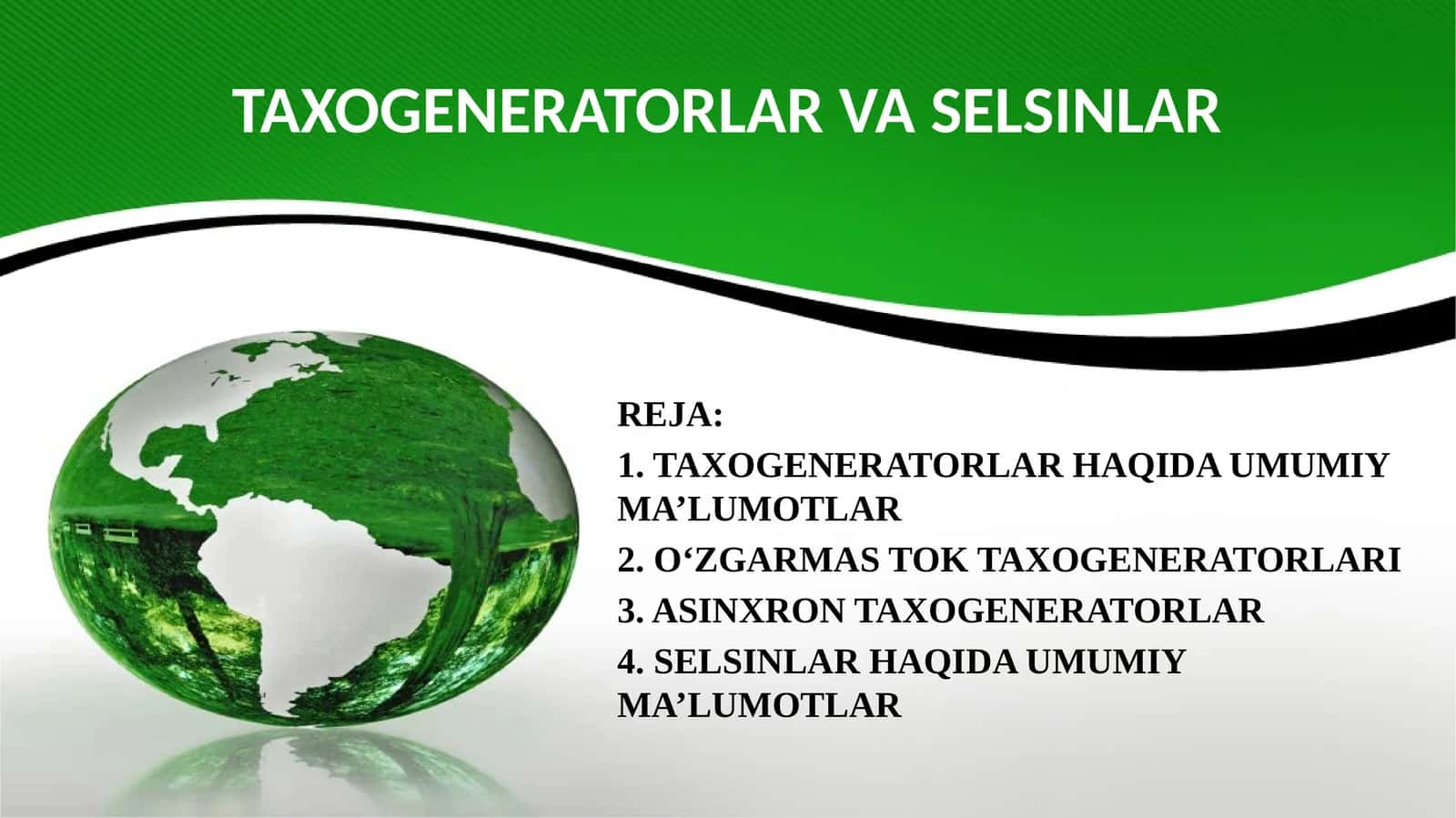TAXOGENERATORLAR VASELSINLAR