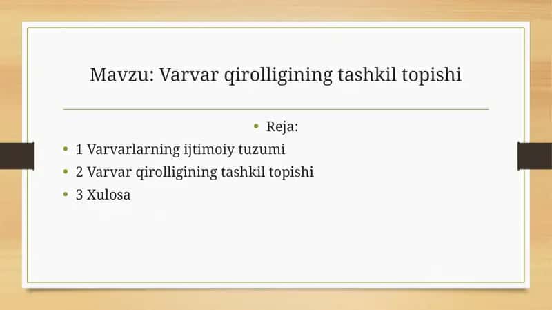 Varvar qirolligining tashkil topishi