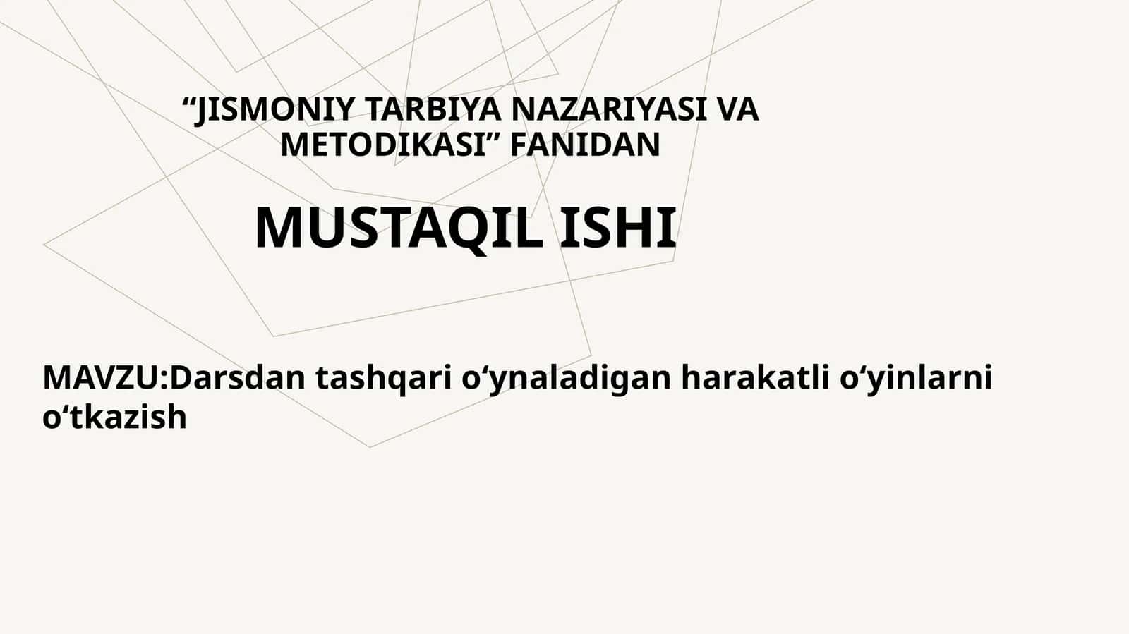JISMONIY TARBIYA NAZARIYASI VA METODIKASI