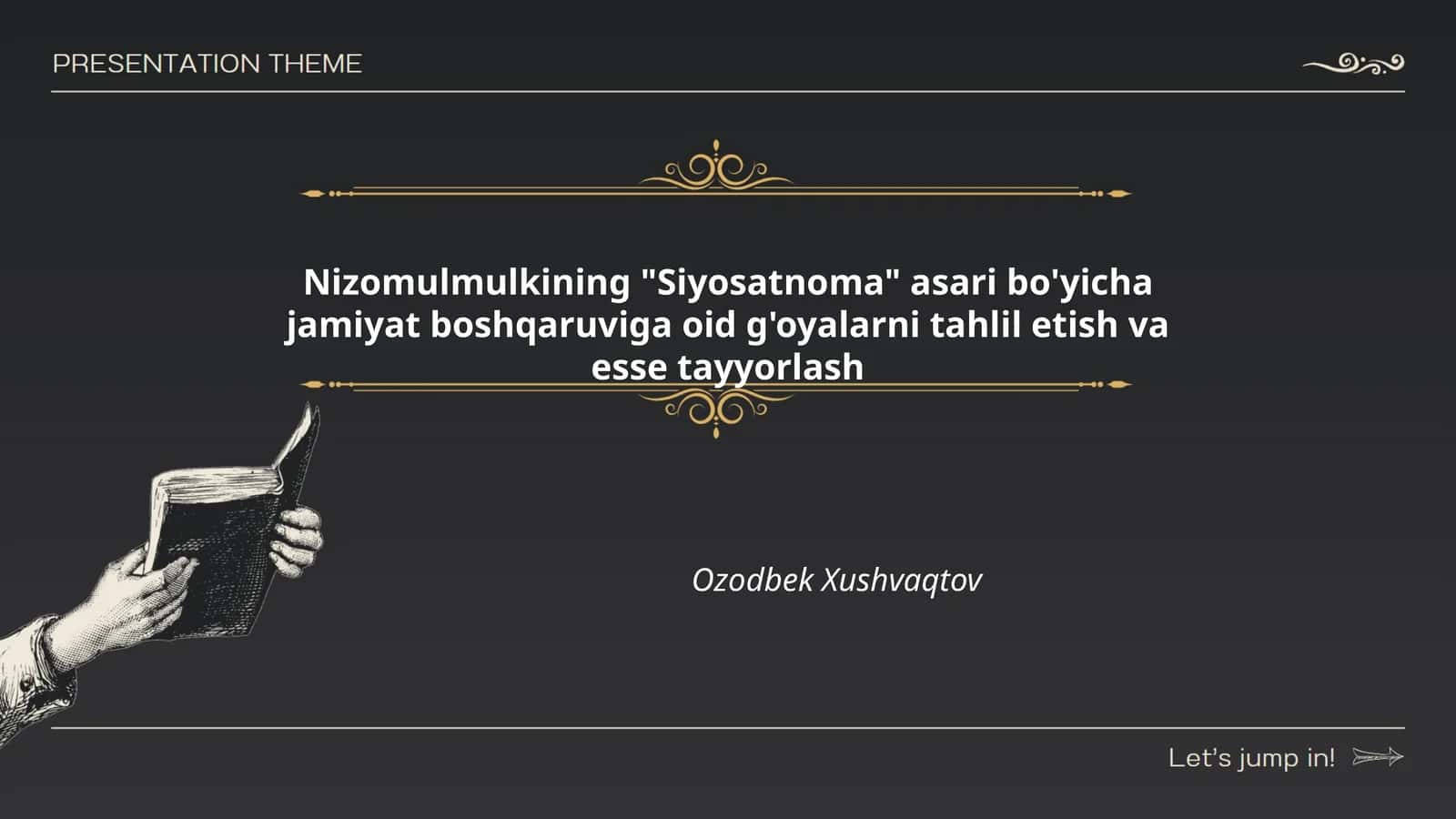 Siyosatnoma: Adolat tamoyili va jamiyat boshqaruviga oid g'oyalar