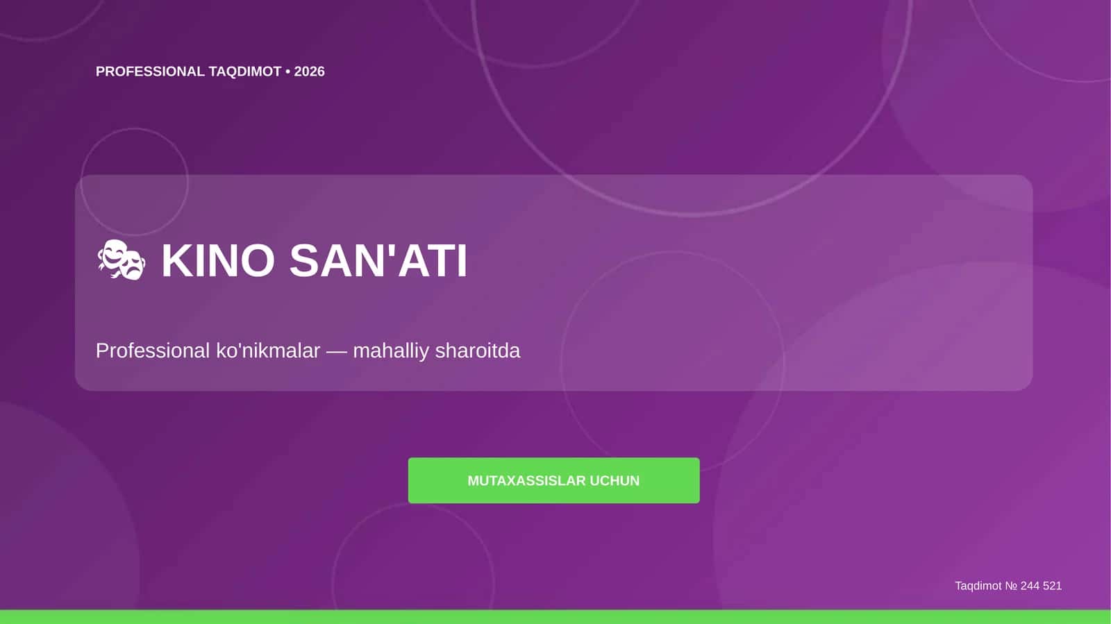 Kino san'ati: professional ko'nikmalar