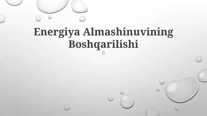 Energiya Almashinuvining Boshqarilishi