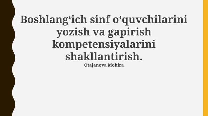 Yozuv va Nutq Ko'nikmalari