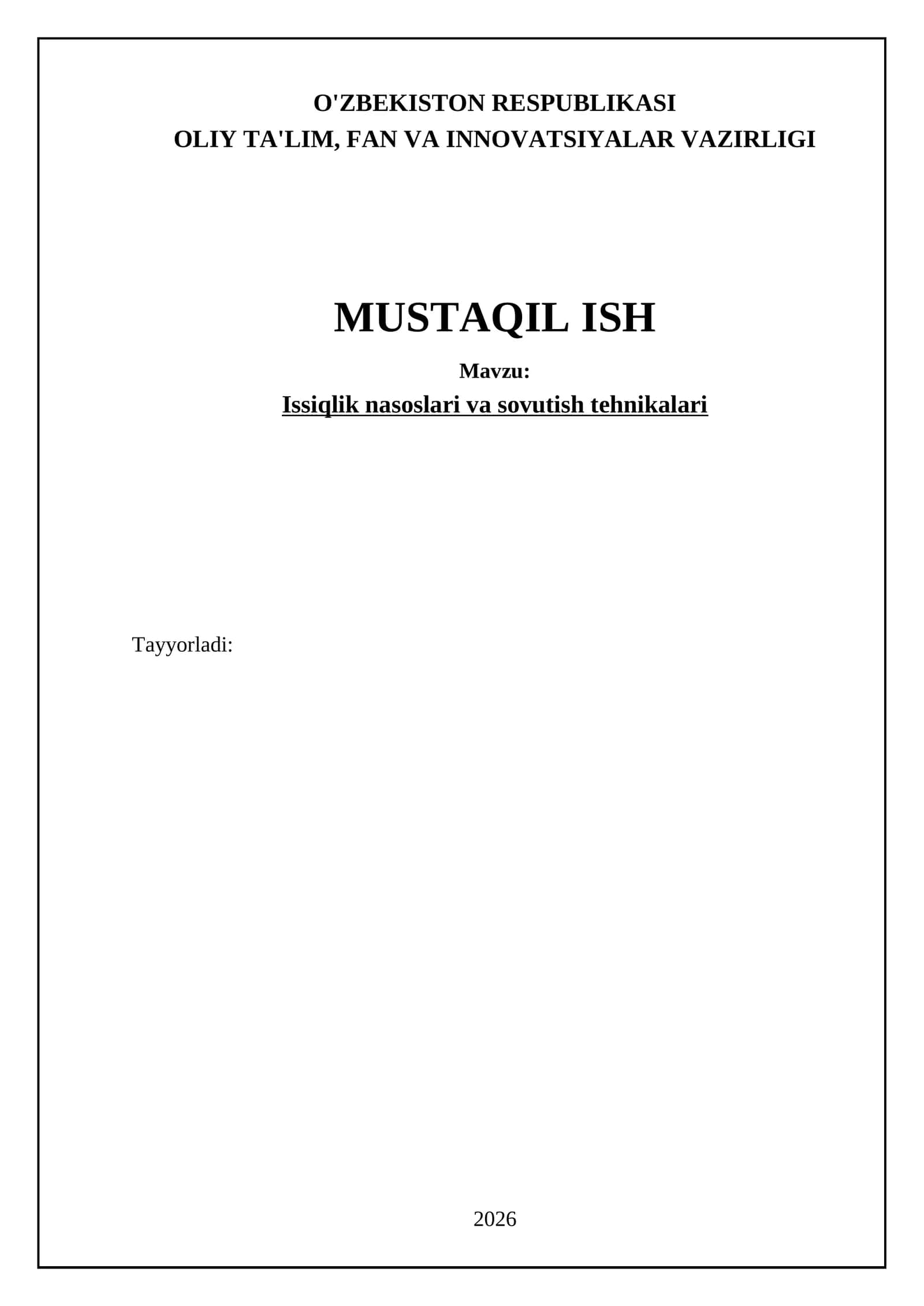 Issiqlik nasoslari va sovutish tehnikalari