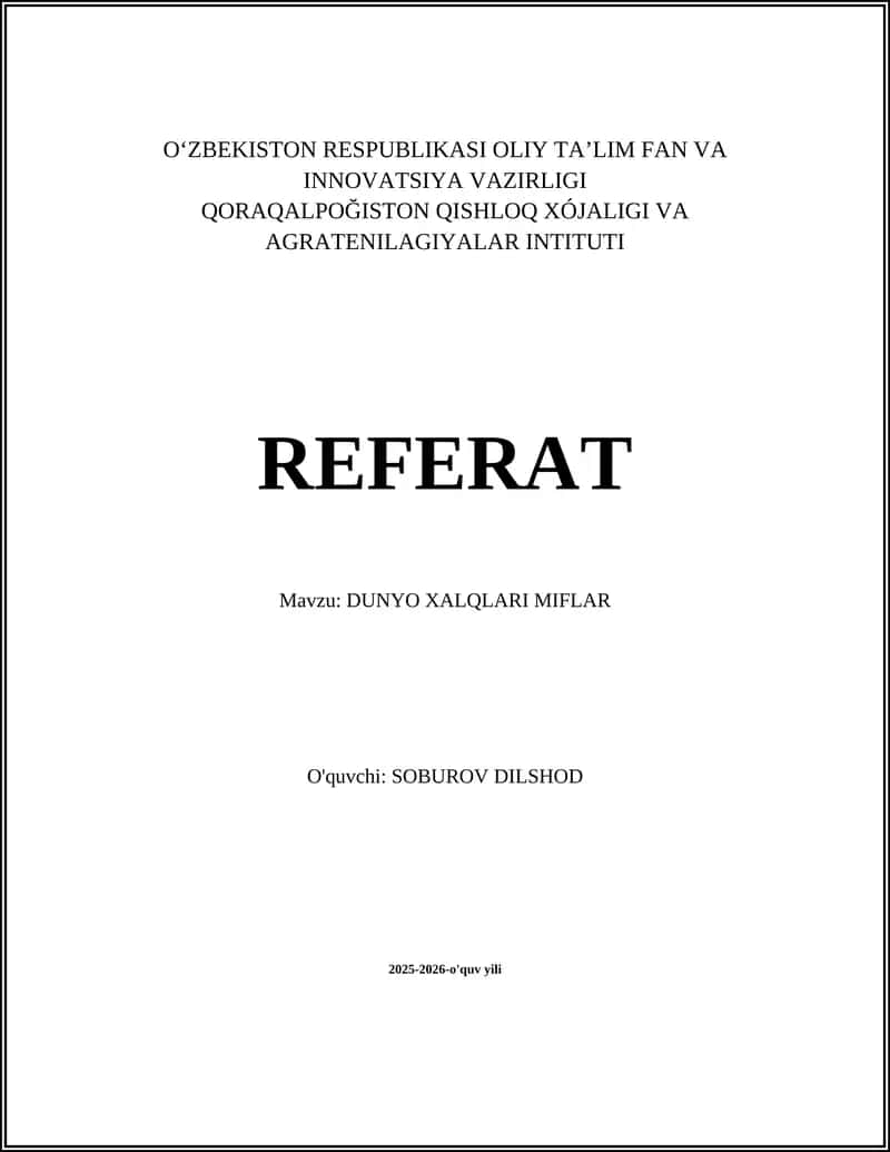 DUNYO XALQLARI MIFLAR