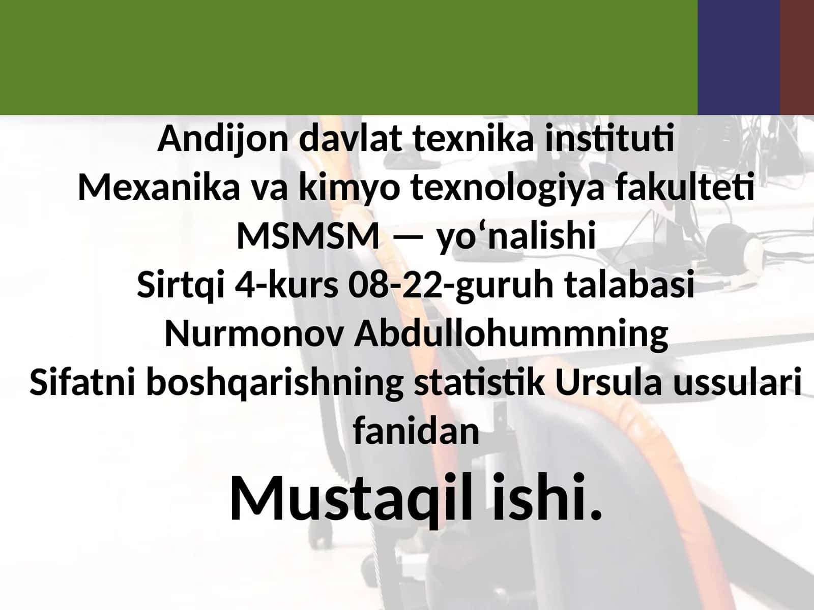 Texnologik jarayonlarni nazorat qilish