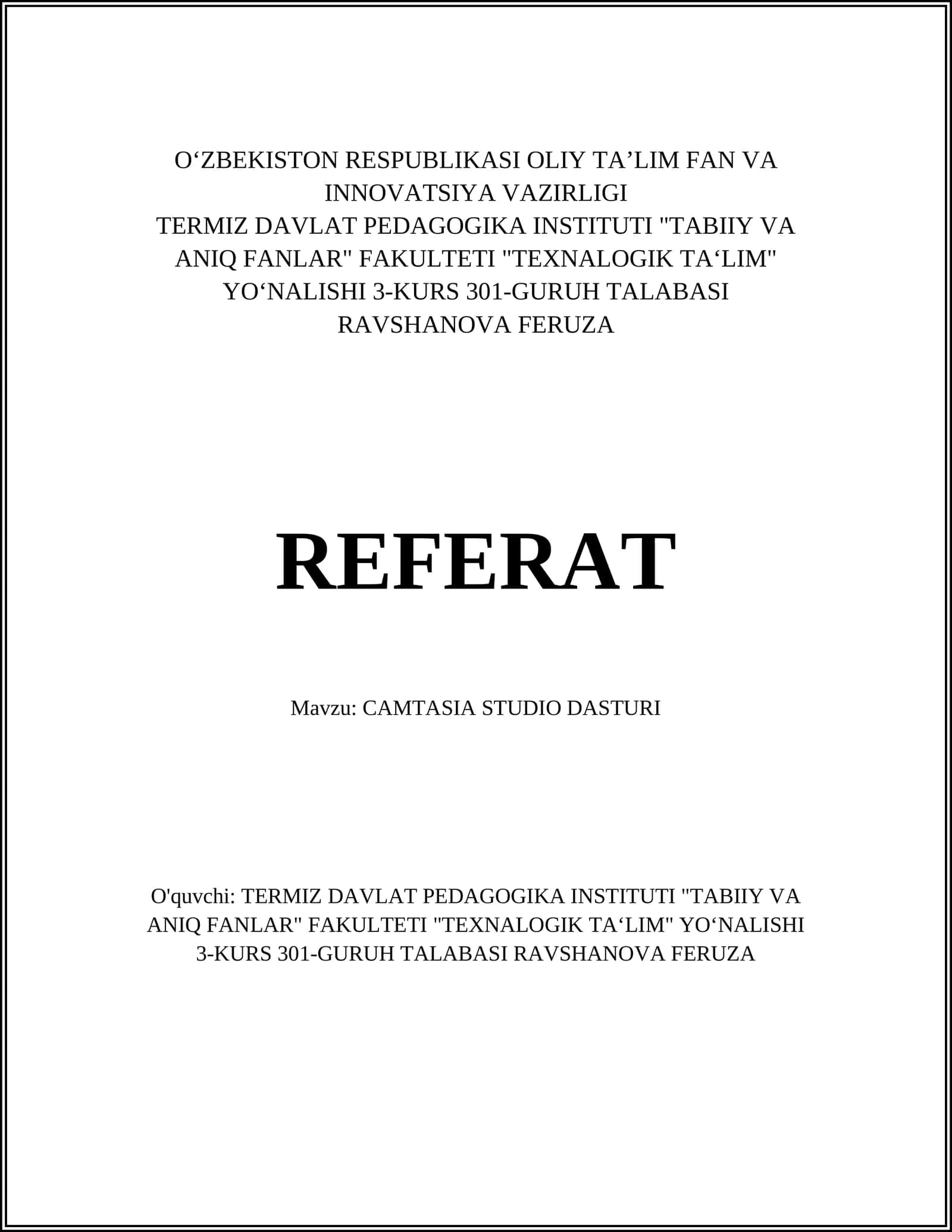 CAMTASIA STUDIO DASTURI