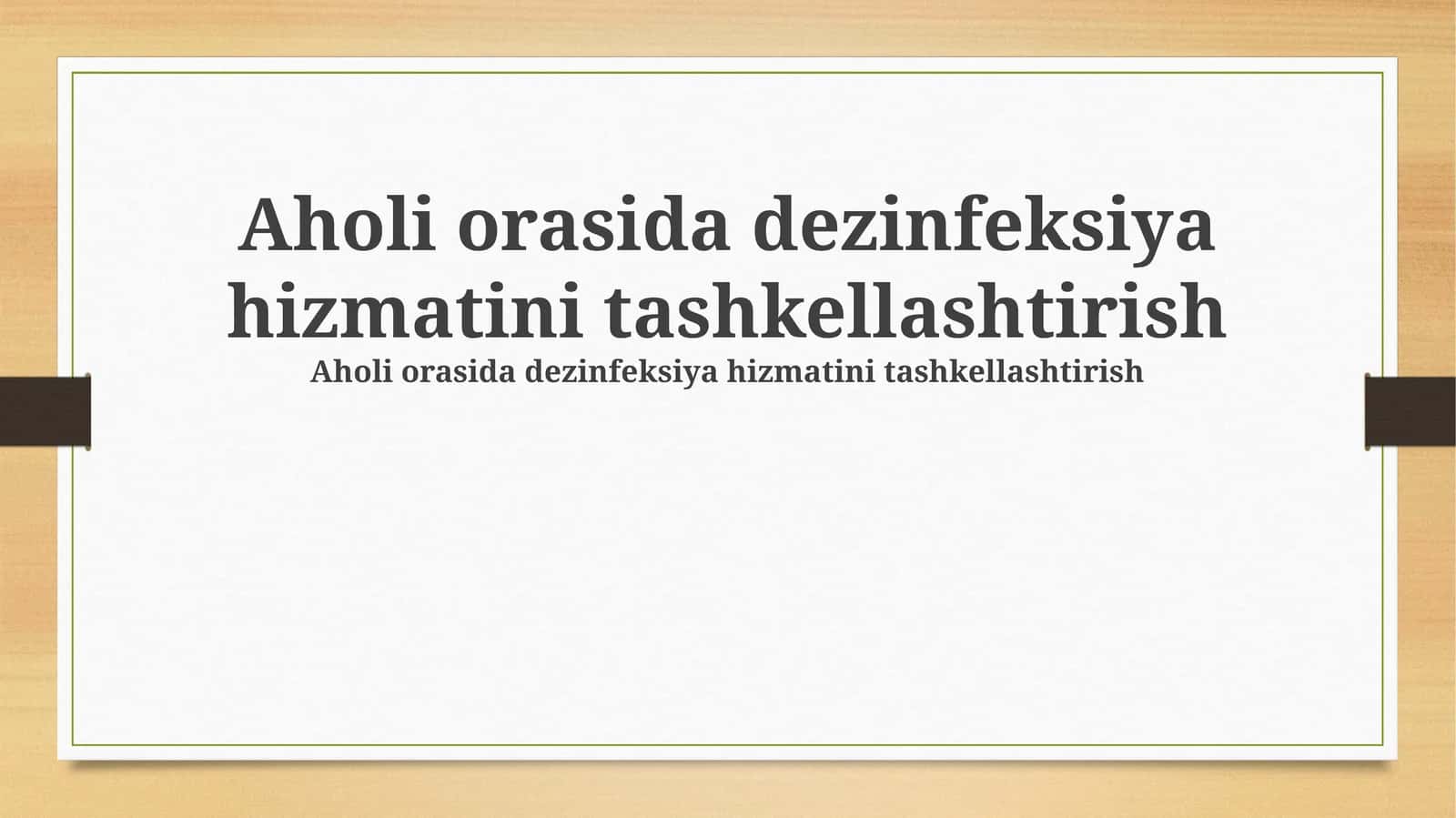 Dezinfektsiya xizmatlarini tashkil etishning asosiy tamoyillari