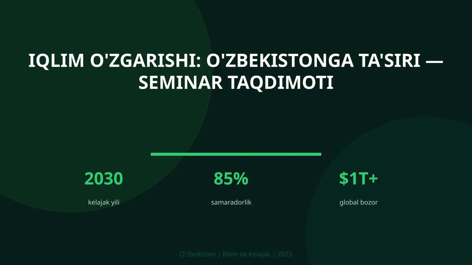 Iqlim o'zgarishi: O'zbekistonga ta'siri — seminar taqdimoti