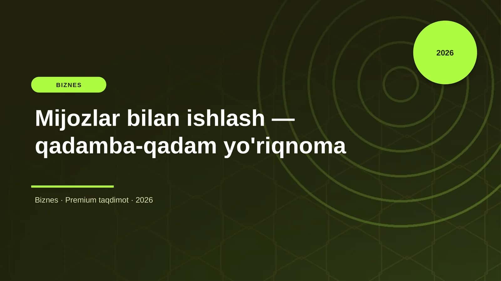 Mijozlar bilan ishlash — qadamba-qadam yo'riqnoma