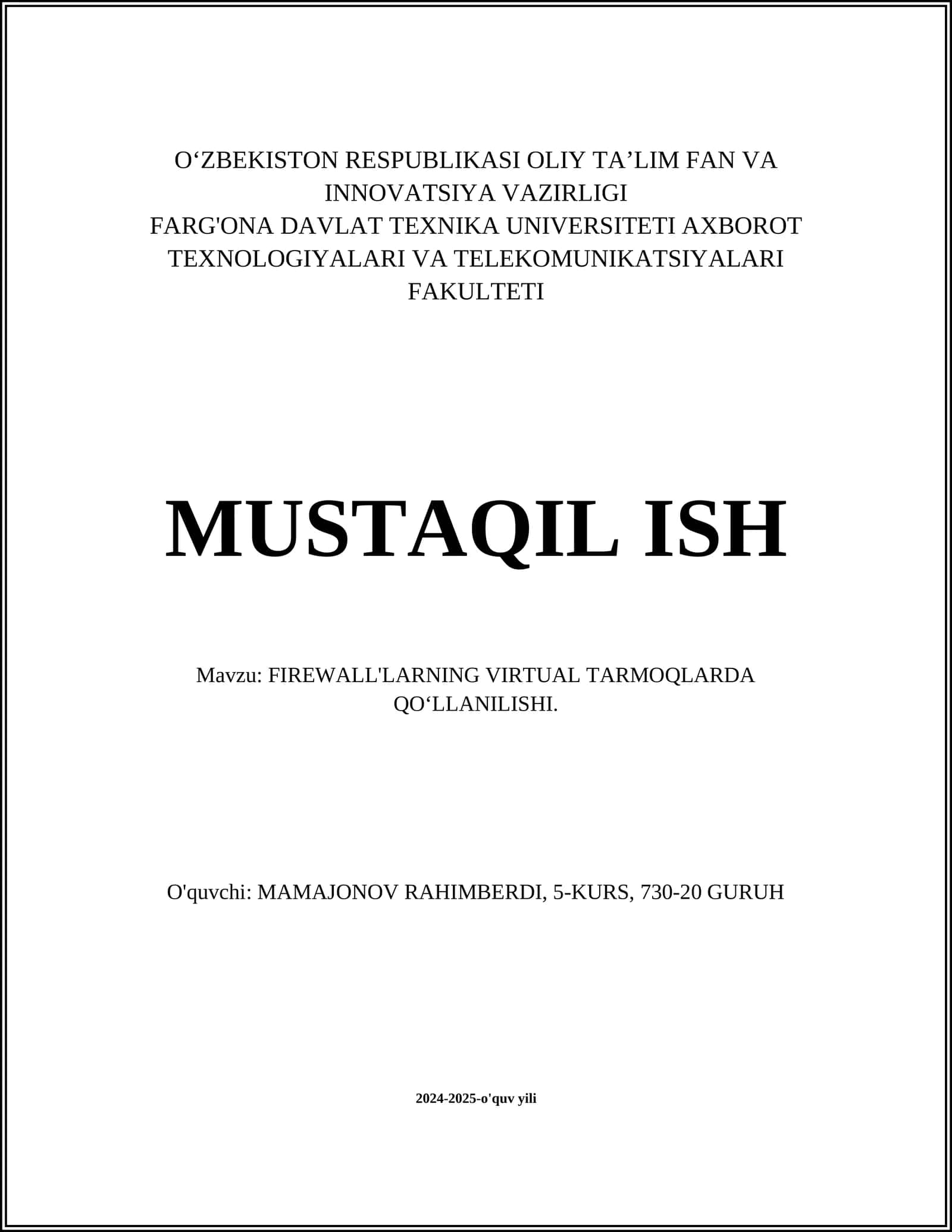 Firewallarni Virtual Tarmoqlarda Qo'llashning Afzalliklari