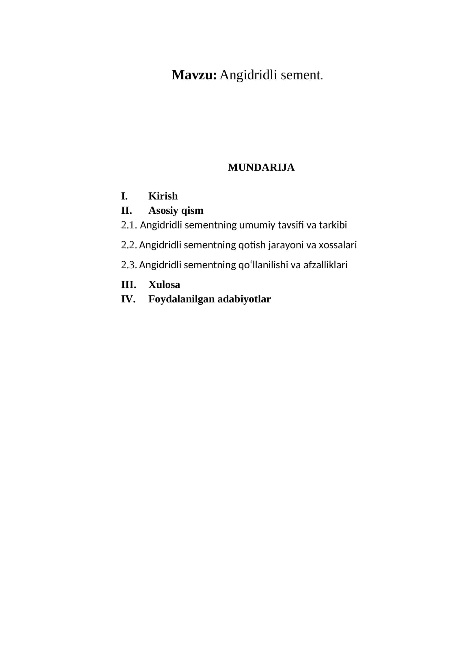 Angidridli sement