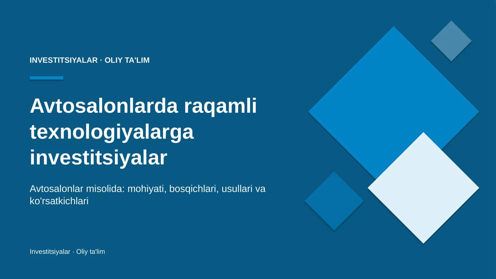 Avtosalonlarda raqamli texnologiyalarga investitsiyalar