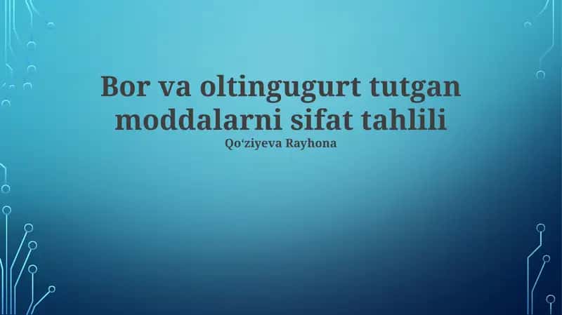 Oltingugurtning Sifat Reaksiyalari