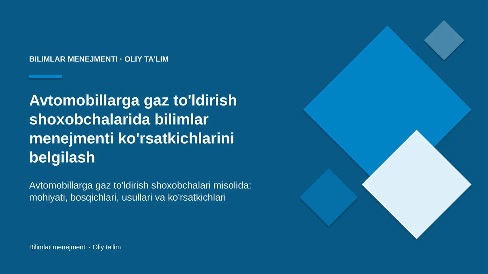 avtomobillarga gaz to'ldirish shoxobchalarida bilimlar menejmenti ko'rsatkichlarini belgilash 7971