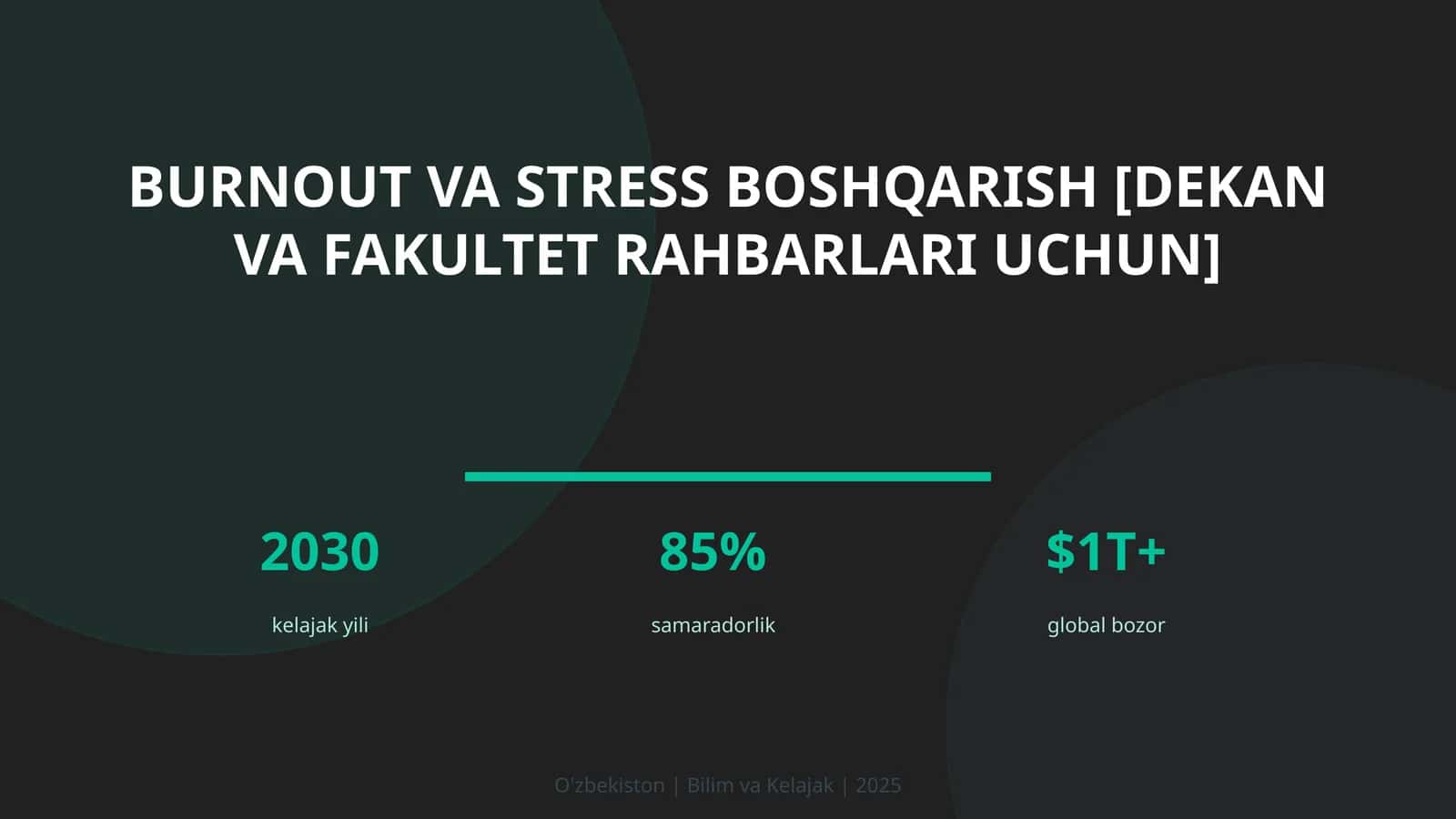 Burnout va stress boshqarish [dekan va fakultet rahbarlari uchun]