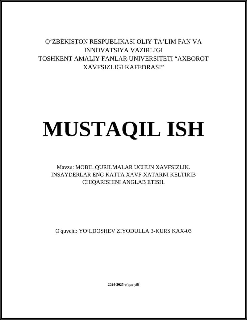 Mobil qurilmalar uchun xavfsizlik protokollari