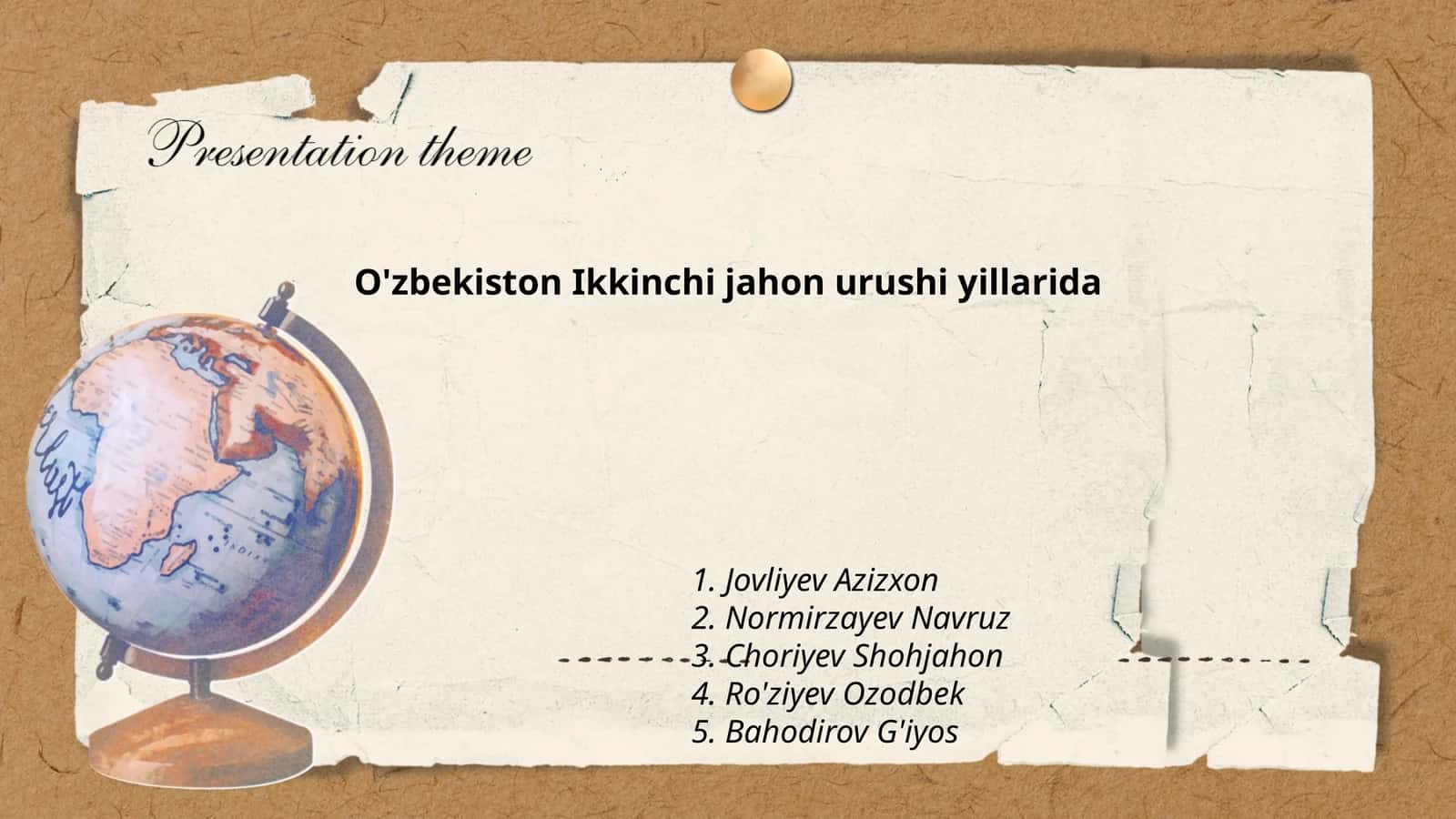 O'zbekiston Ikkinchi Jahon Urushi Yillarida
