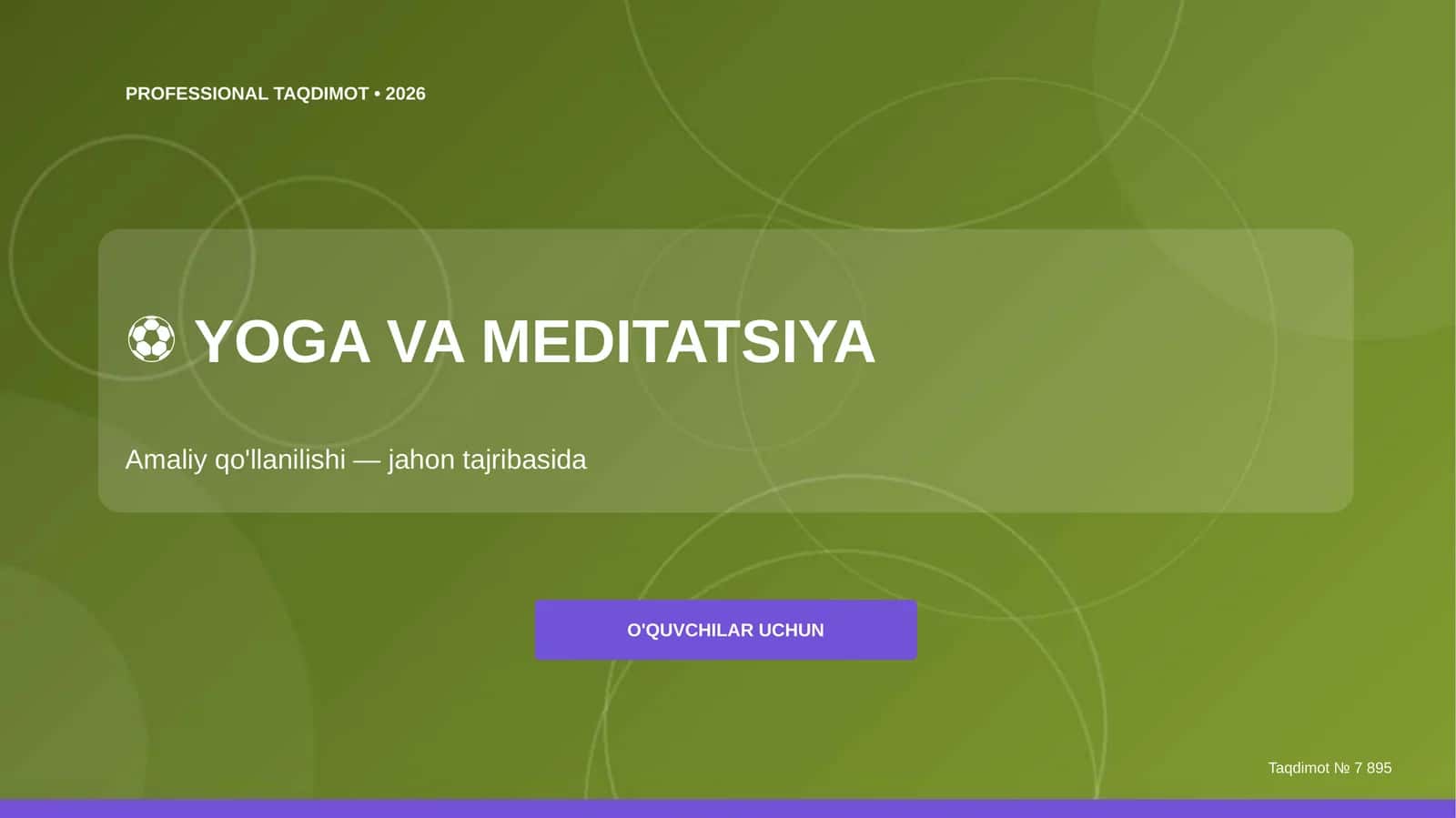 Yoga va meditatsiya: amaliy qo'llanilishi (jahon tajribasida) [o'quvchilar uchun]