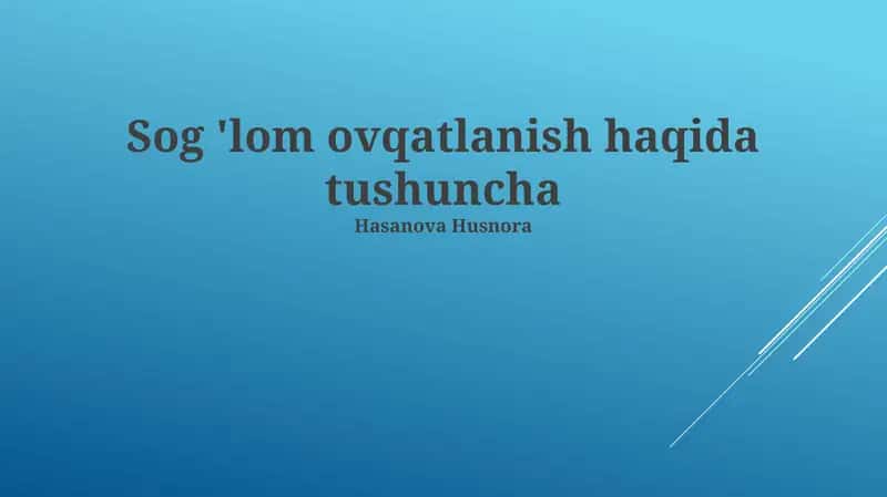 Sog'lom Ovqatlanish
