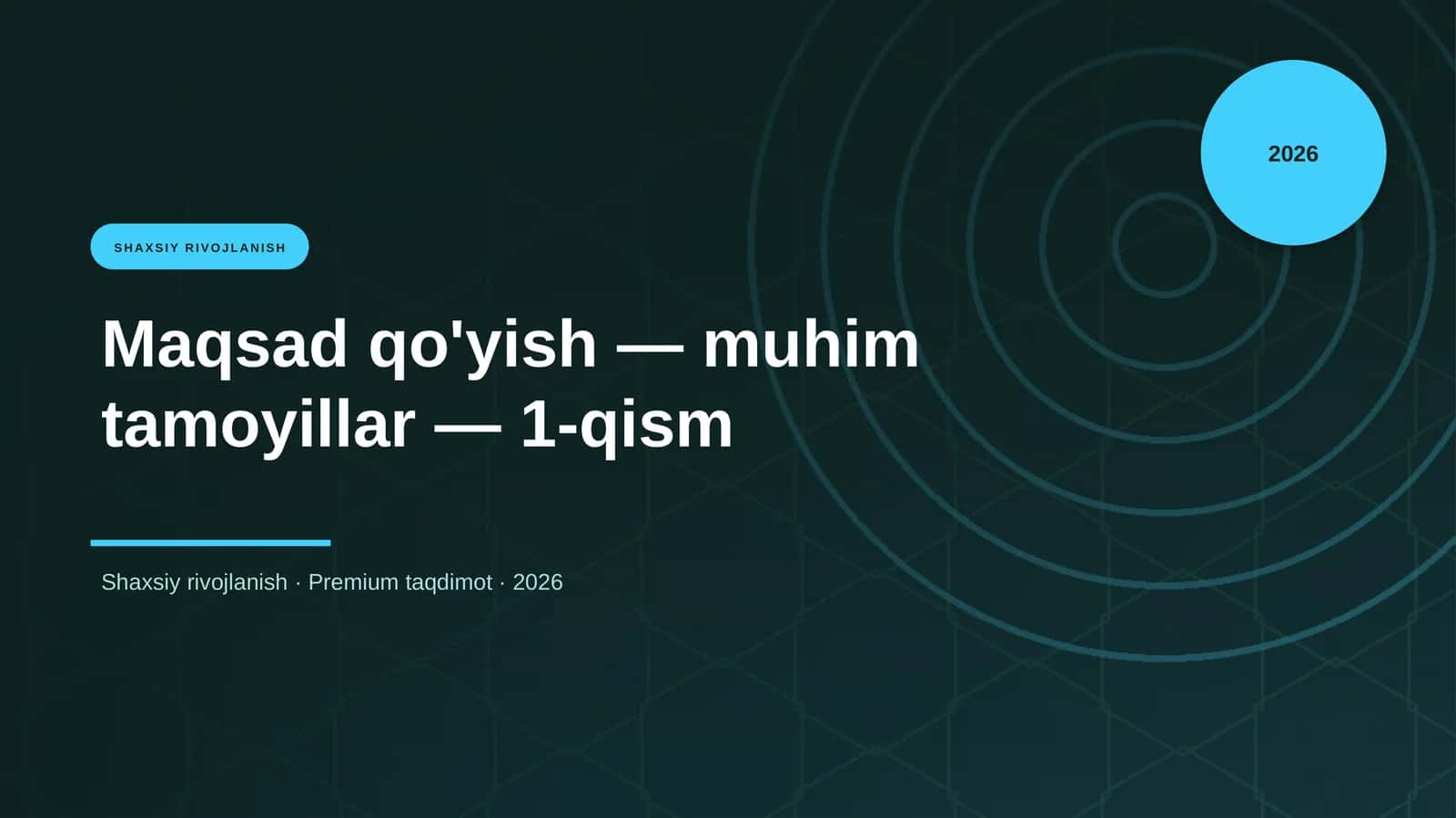 Maqsad qo'yish — muhim tamoyillar — 1-qism