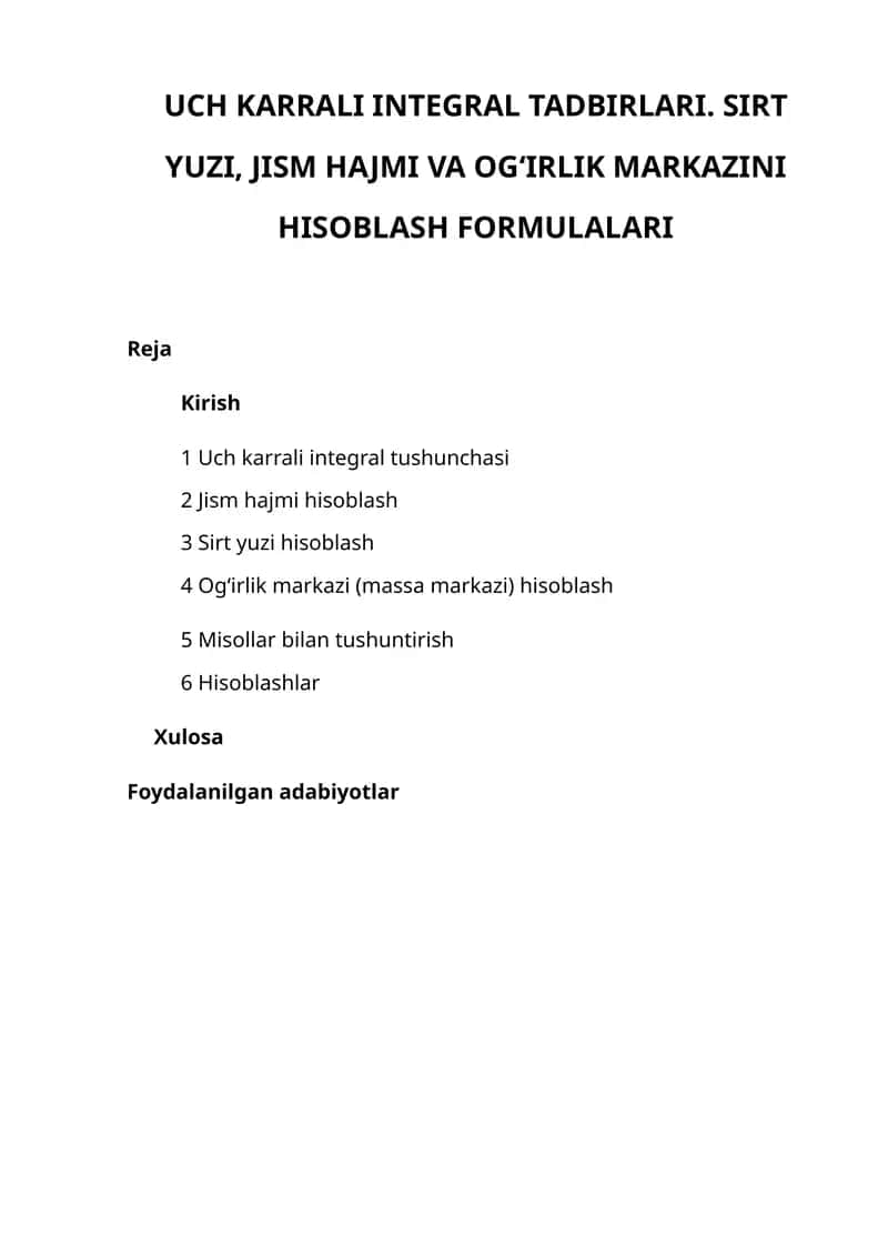 UCH KARRALI INTEGRAL TADBIRLARI