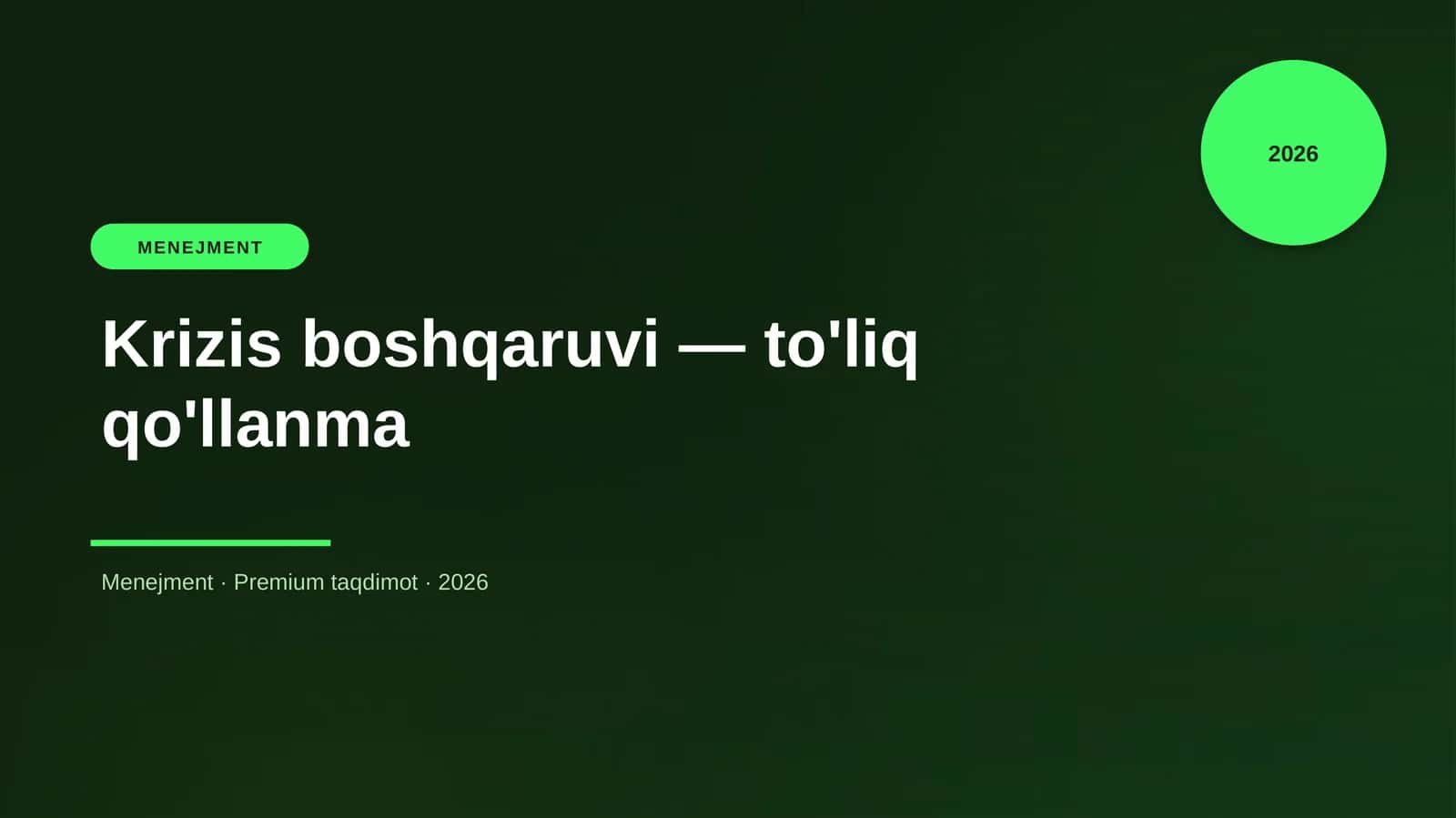 Krizis boshqaruvi — to'liq qo'llanma