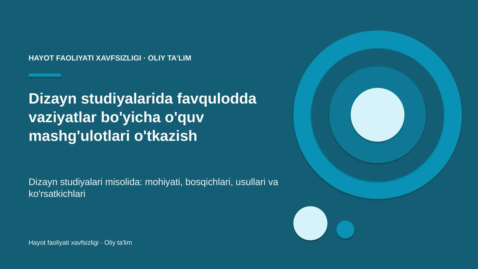 Dizayn studiyalarida favqulodda vaziyatlar bo'yicha o'quv mashg'ulotlari o'tkazish