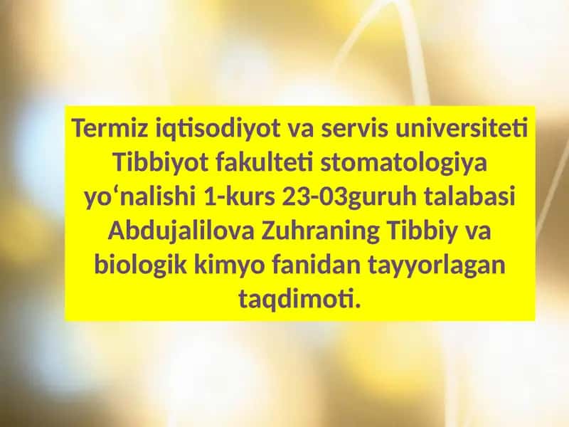 ORGANIZMNING BIOLOGIK SUYUQLIKLARI ELEKTROLITIK VA NOELEKTROLITLAR ERITMALAR SIFATIDA