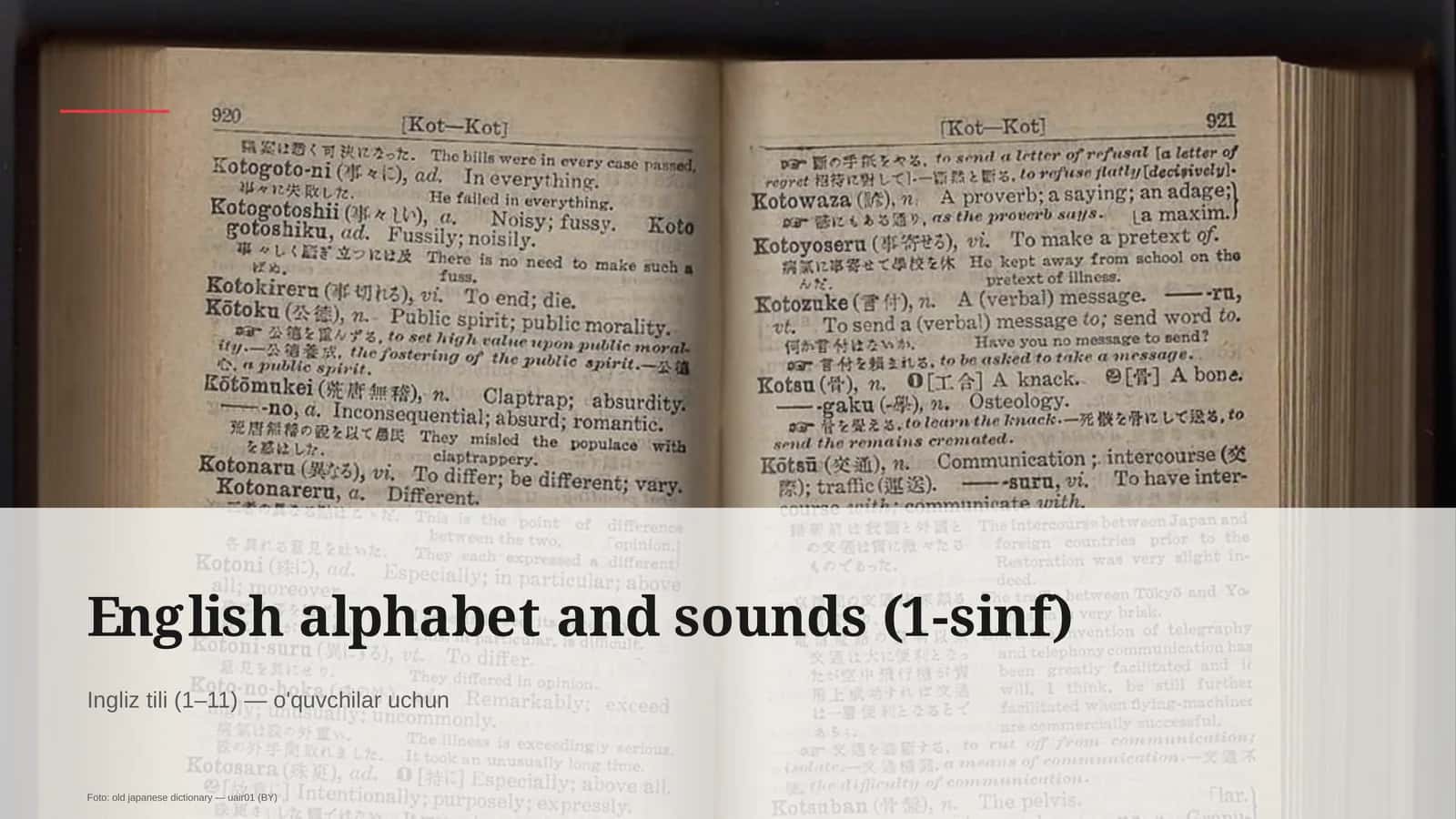 English alphabet and sounds (1-sinf)