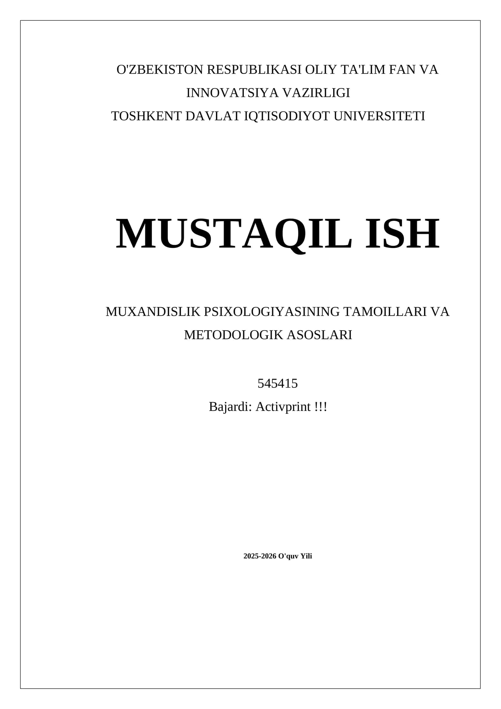 MUXANDISLIK PSIXOLOGIYASINING TAMOILLARI VA METODOLOGIK ASOSLARI