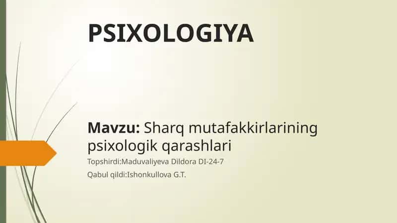 Sharq mutafakkirlarining psixologik qarashlari