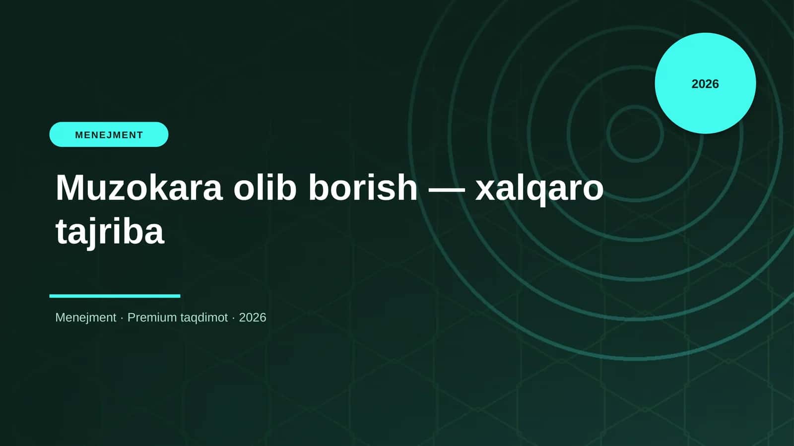Muzokara olib borish — xalqaro tajriba