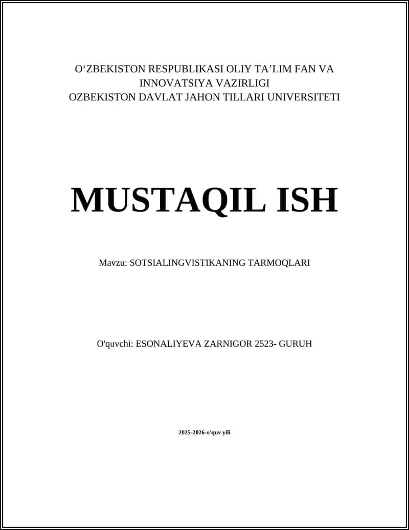 SOTSIALINGVISTIKANING TARMOQLARI