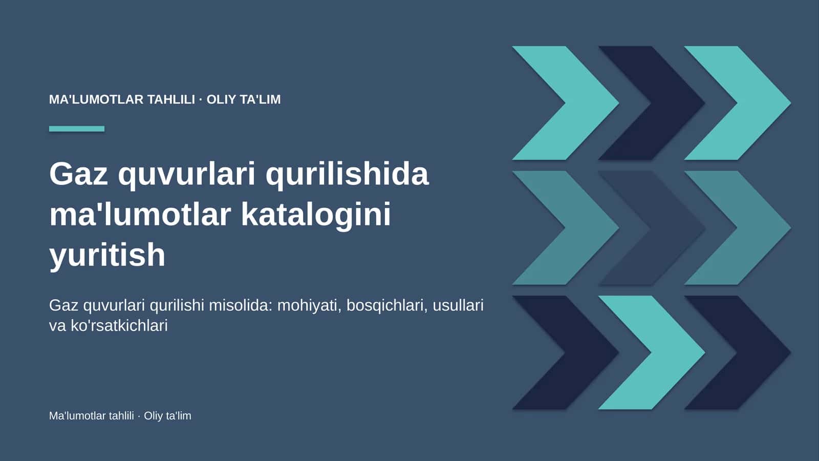 Gaz quvurlari qurilishida ma'lumotlar katalogini yuritish