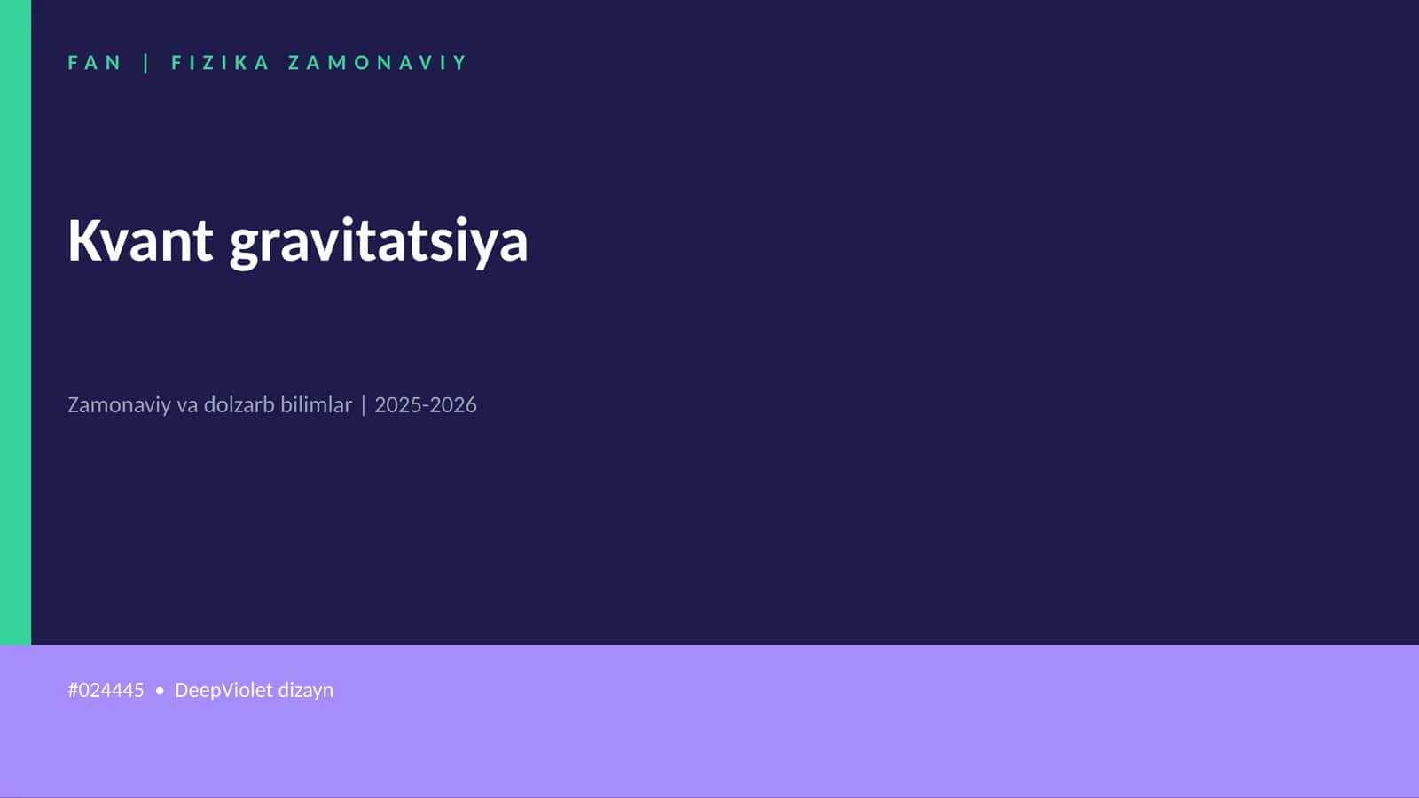 FIZIKA ZAMONAVIY
