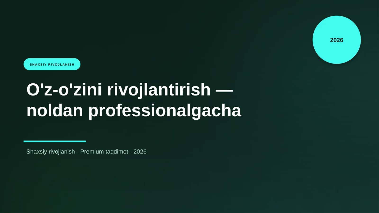 O'z-o'zini rivojlantirish — noldan professionalgacha