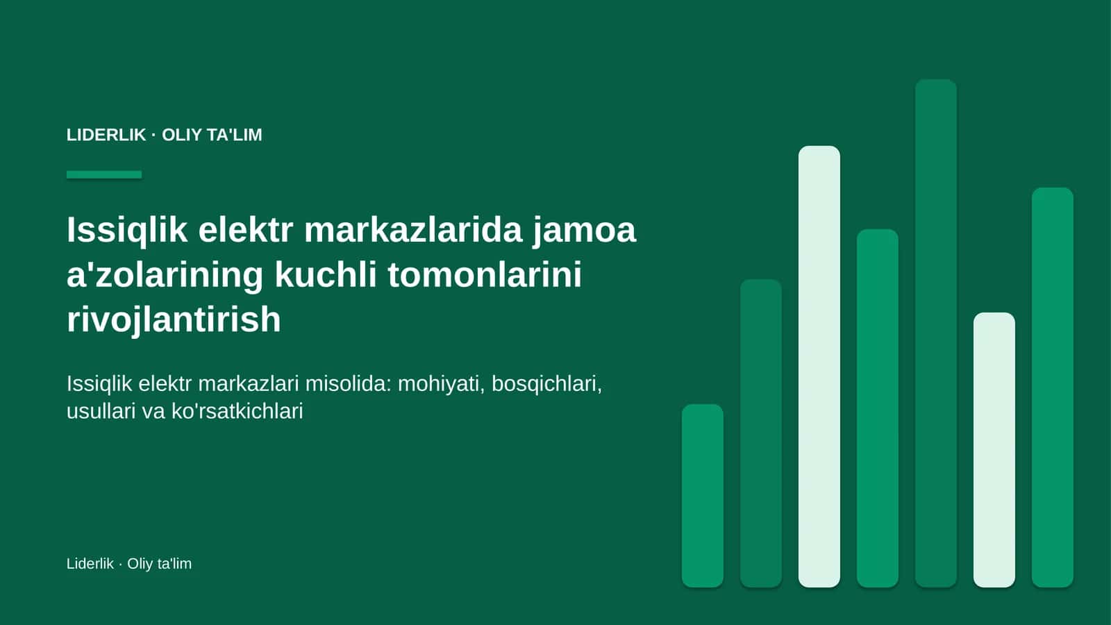 Issiqlik elektr markazlarida jamoa a'zolarining kuchli tomonlarini rivojlantirish