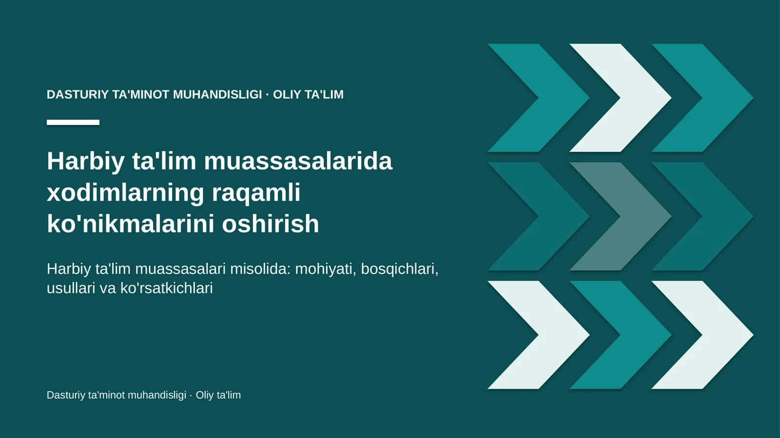 Harbiy ta'lim muassasalarida xodimlarning raqamli ko'nikmalarini oshirish