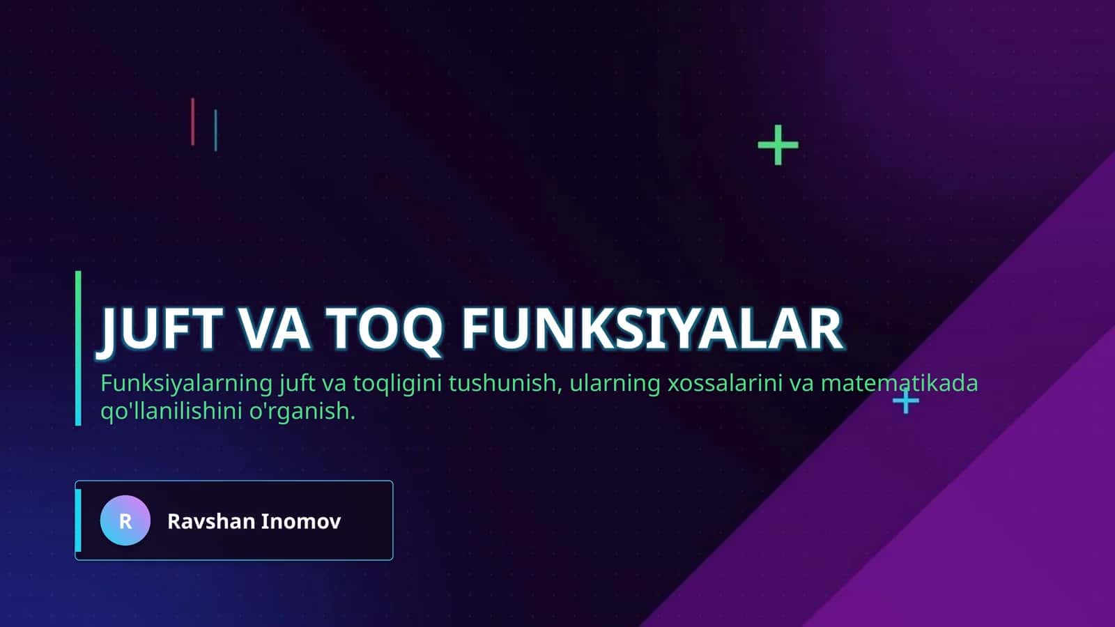 Juft va toq funksiyalar