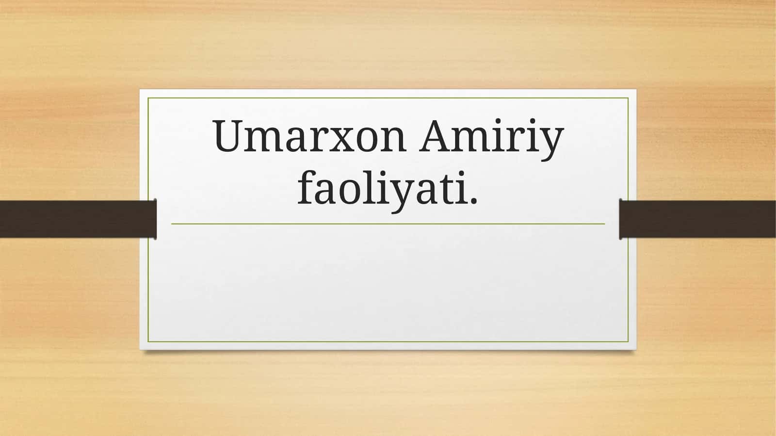 Umarkhon Amiriy faoliyati