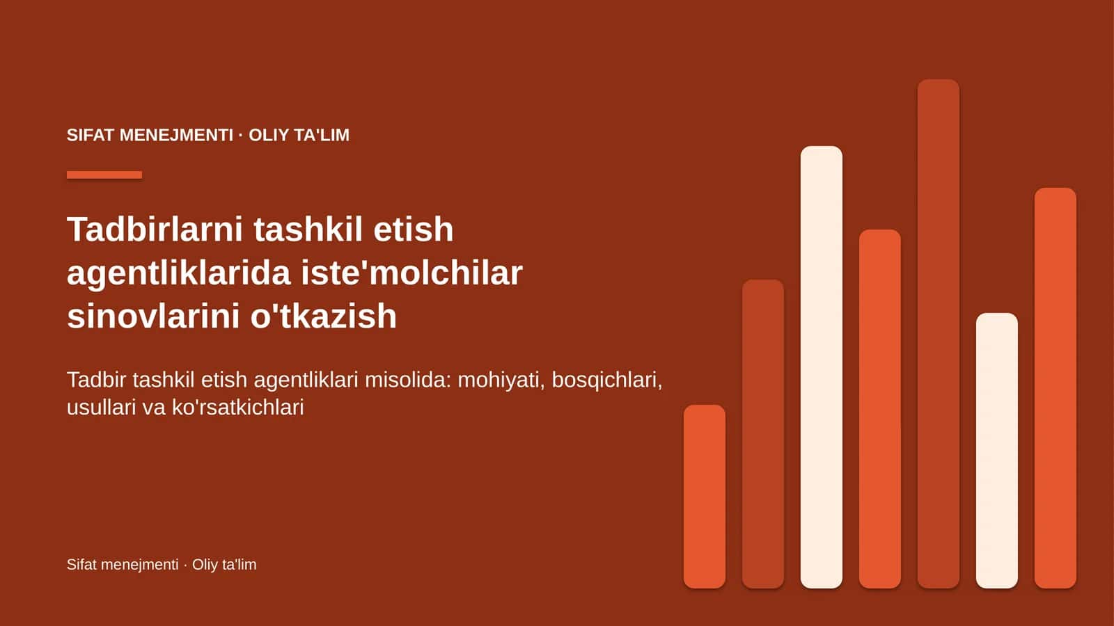 tadbirlarni tashkil etish agentliklarida iste'molchilar sinovlarini o'tkazish 6595