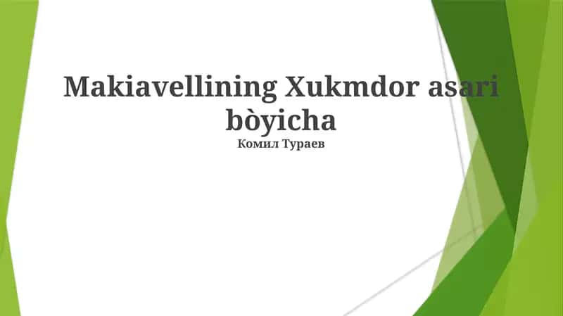 Makiavellining Xukmdor asari bòyicha