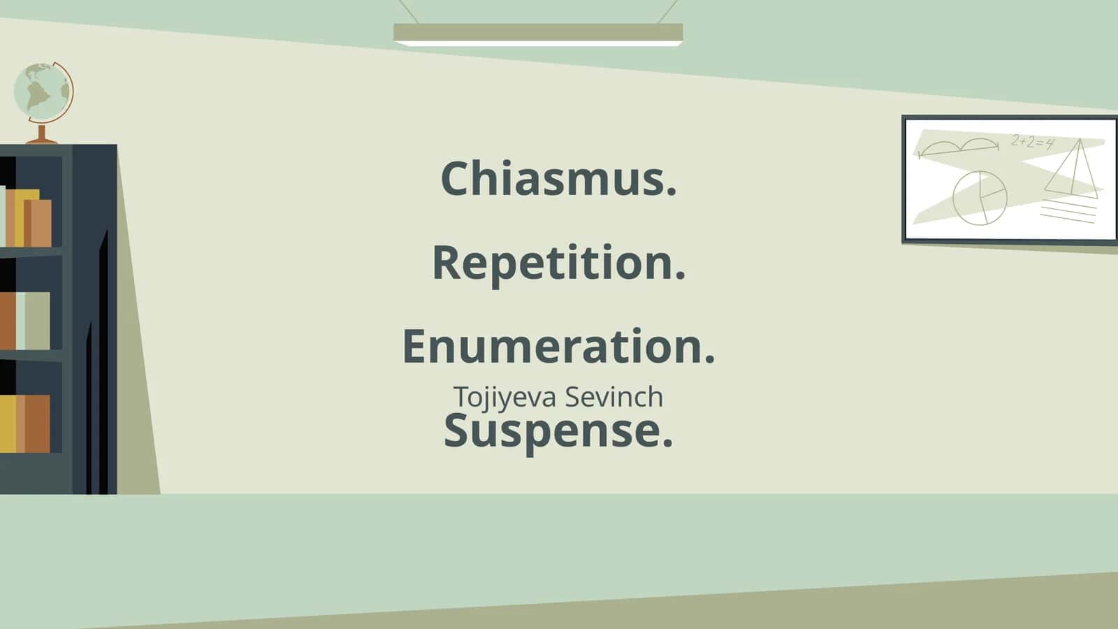 Chiasmus. Repetition. Enumeration. Suspense. Tojiyeva Sevinch
