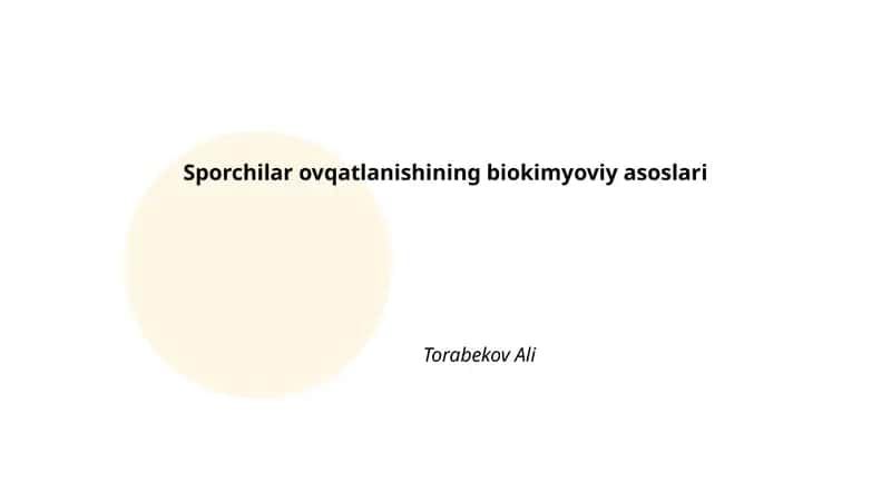 Sporchilar ovqatlanishining biokimyoviy asoslari